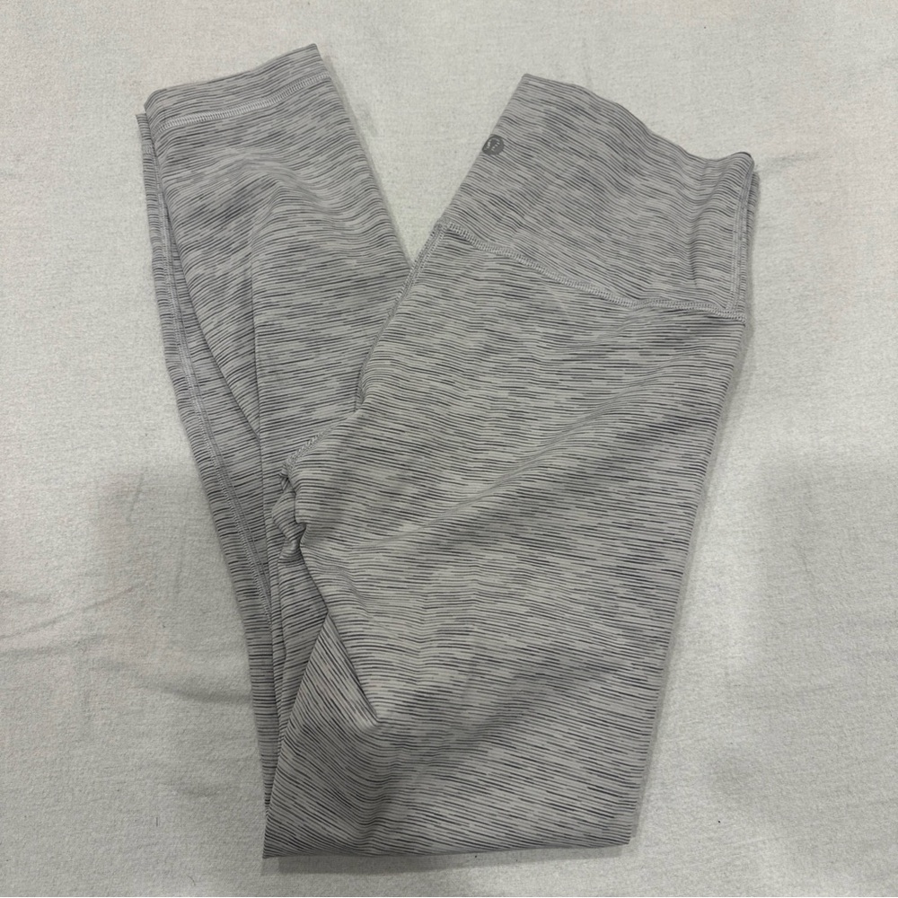 Lululemon Wunder Under Leggings Gray White Space Dyed Striped Size